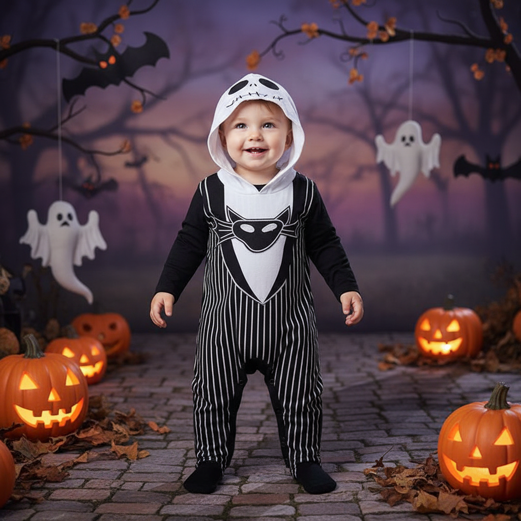 Pinstripe Skeleton Baby Costume Set