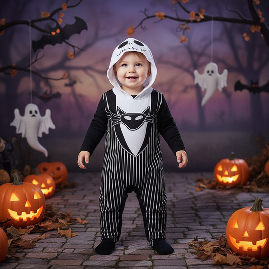 Pinstripe Skeleton Baby Costume Set